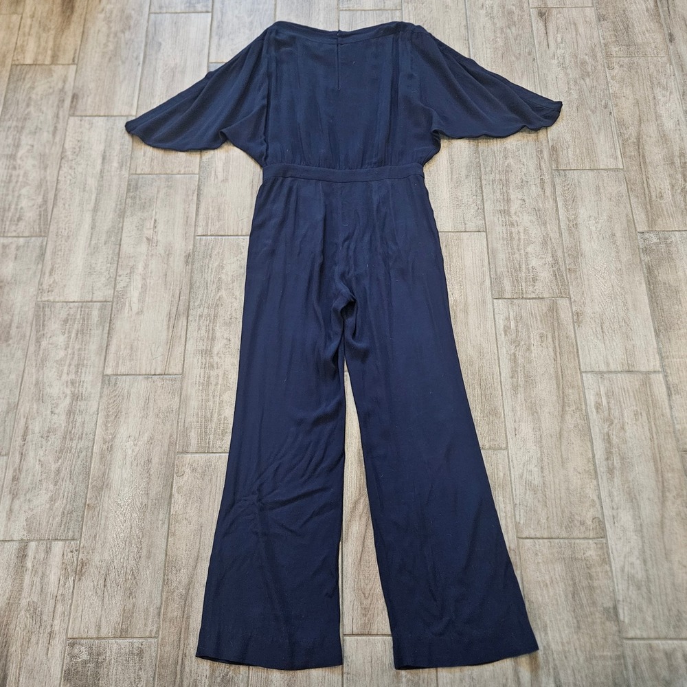 Diane von Furstenberg Dezi Jumpsuit Size 12 Navy Blue Wide Leg Dolman Minimalist - Picture 7 of 13